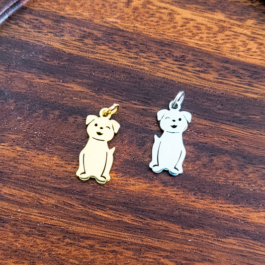 Dog Charms with Attached Jump Rings (Silver or Gold), 5 Total, Metal Blank #148