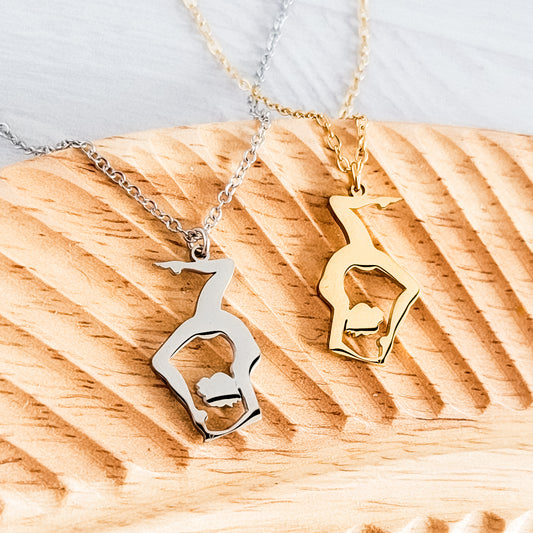 Gymnast Necklace (Silver or Gold), 1 Total, Metal Blank #150