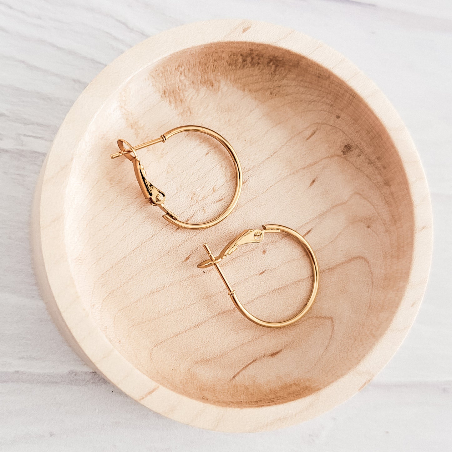 Premium Gold 20mm Leverback Stainless Steel Hoop (1.2mm Wide), 10 Pieces, Hoop #1