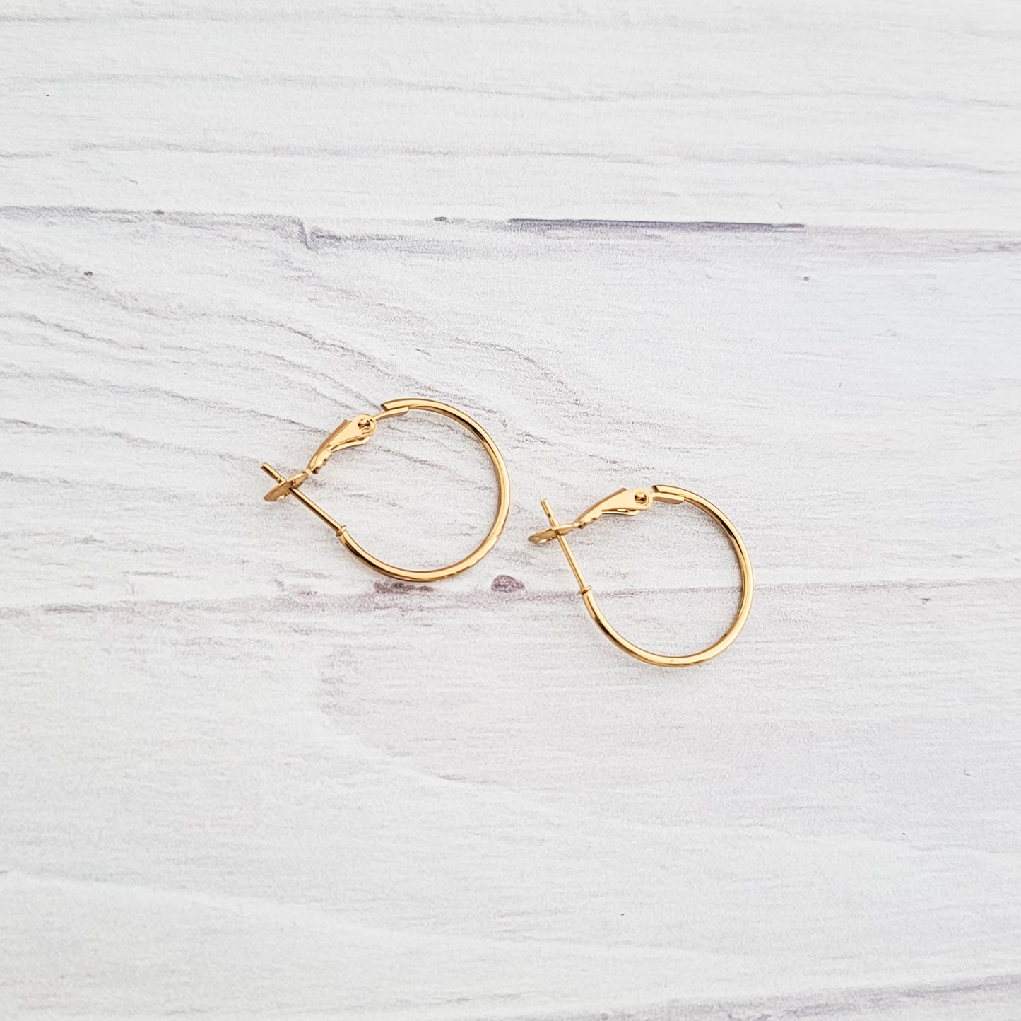 Premium Gold 20mm Leverback Stainless Steel Hoop (1.2mm Wide), 10 Pieces, Hoop #1