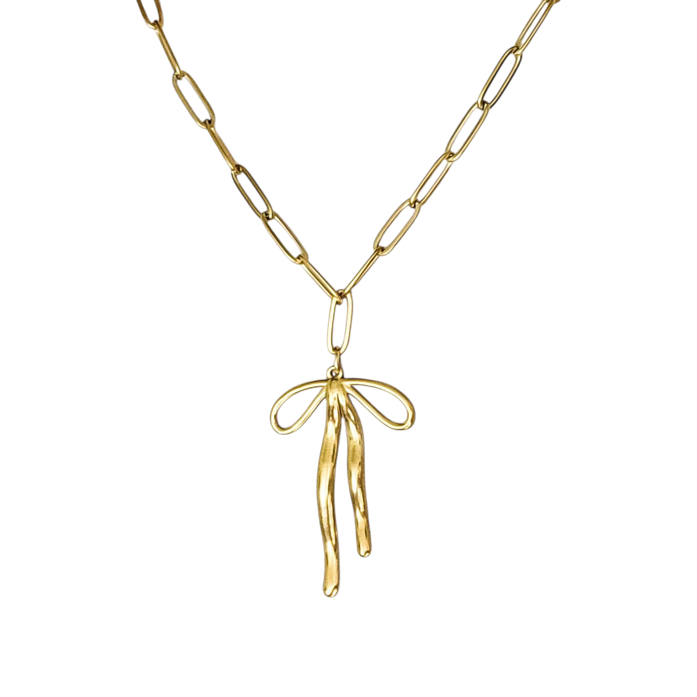 Large Draped Bow Stainless Steel Pendant (Silver or Gold), 10 Pieces, Bow #45