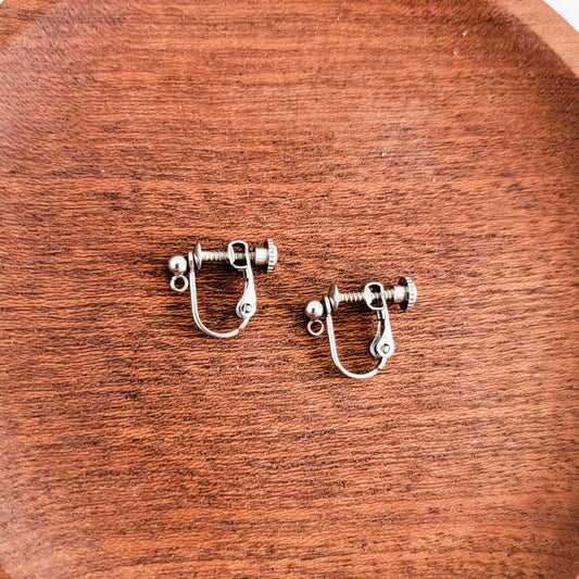 Silver Screw-Back Stainless Steel Clip-Ons, 10 Pieces, Ear Wire #8