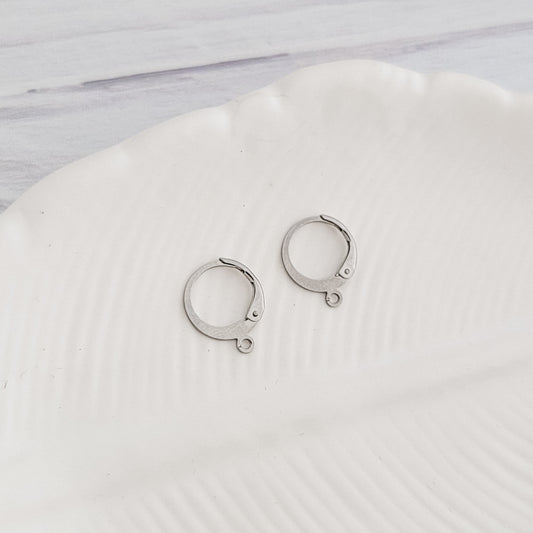 Silver Rounded Leverback Stainless Steel Earring Hook, 20 Pieces, Ear Wire #4