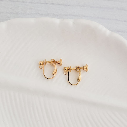 Gold Screw-Back Stainless Steel Clip-Ons, 10 Pieces, Ear Wire #7