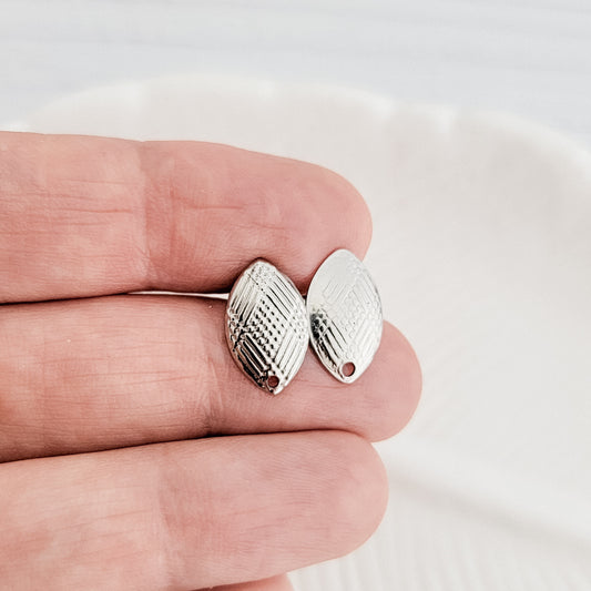 Silver Geometric Marquise Stud Connector, 10 Piece, Stud #2