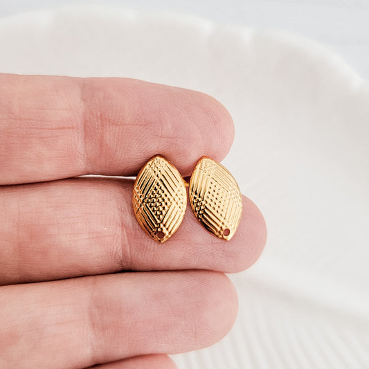 Gold Geometric Marquise Stud Connector, 10 Piece, Stud #1
