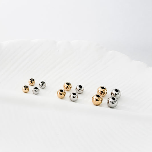 Round Spacer Beads (Silver or Gold, Diameter of 4mm, 5mm, or 6mm), 50 Pieces, Metal Blank #156
