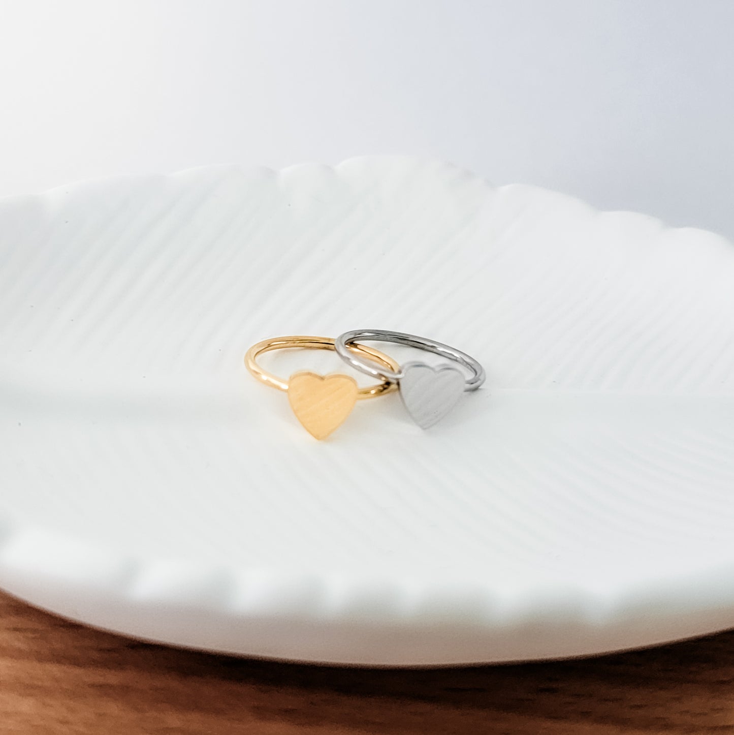 Centered Heart Ring (Silver or Gold, Sizes 6-10), 1 Total, Metal Blank #157