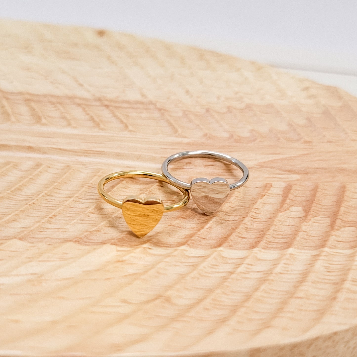 Centered Heart Ring (Silver or Gold, Sizes 6-10), 1 Total, Metal Blank #157