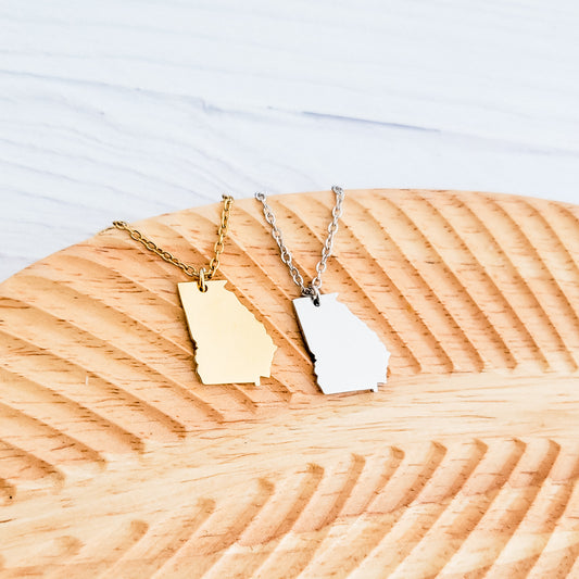 Georgia Pendant Necklace (Silver or Gold), 1 Total, Metal Blank #166