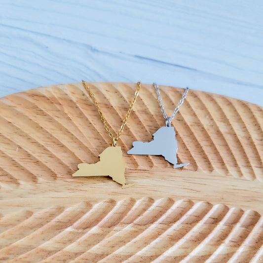 New York Pendant Necklace (Silver or Gold), 1 Total, Metal Blank #168