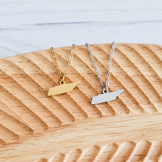 Tennessee Pendant Necklace (Silver or Gold), 1 Total, Metal Blank #163