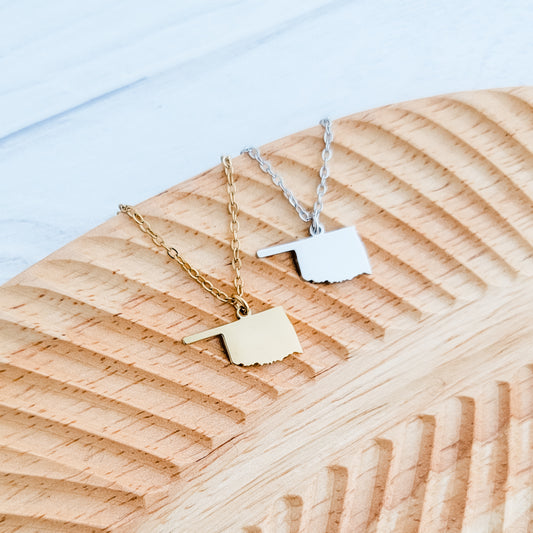 Oklahoma Pendant Necklace (Silver or Gold), 1 Total, Metal Blank #165