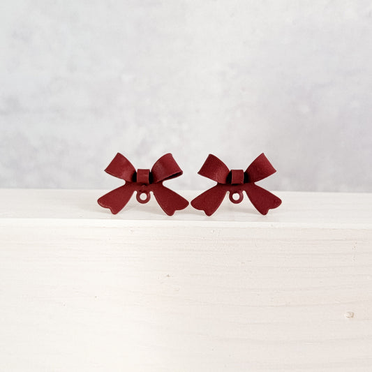 Maroon Stainless Steel Bow Stud Connector, 10 Pieces, Bow #54