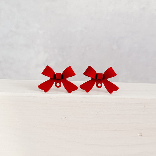 Bright Red Stainless Steel Bow Stud Connector, 10 Pieces, Bow #3