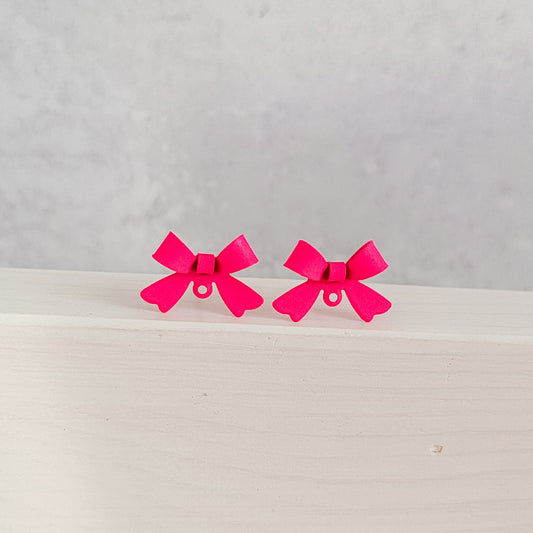 Malibu Pink Stainless Steel Bow Stud Connector, 10 Pieces, Bow #50