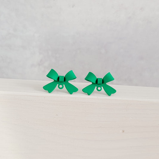 Kelly Green Stainless Steel Bow Stud Connector, 10 Pieces, Bow #53