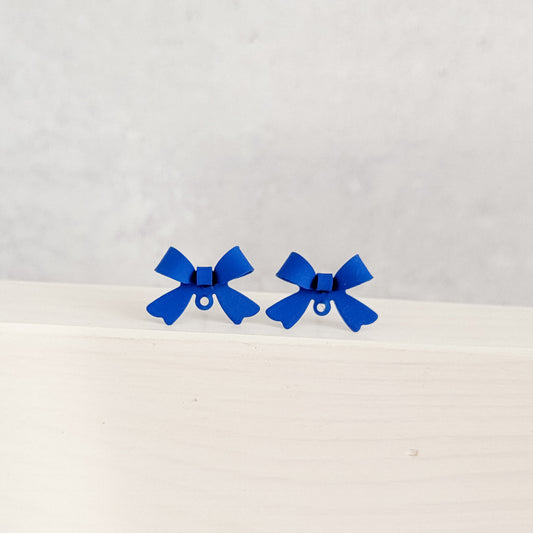 Royal Blue Stainless Steel Bow Stud Connector, 10 Pieces, Bow #56