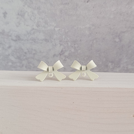 Ivory Stainless Steel Bow Stud Connector, 10 Pieces, Bow #58