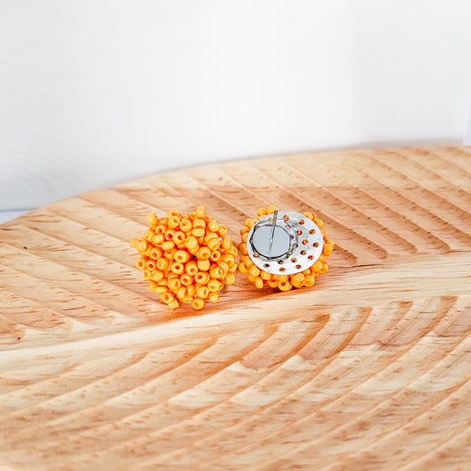 Pastel Orange 15mm Small Seed Bead Topper, 1 Pair