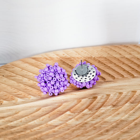 Wisteria Purple 15mm Small Seed Bead Topper, 1 Pair