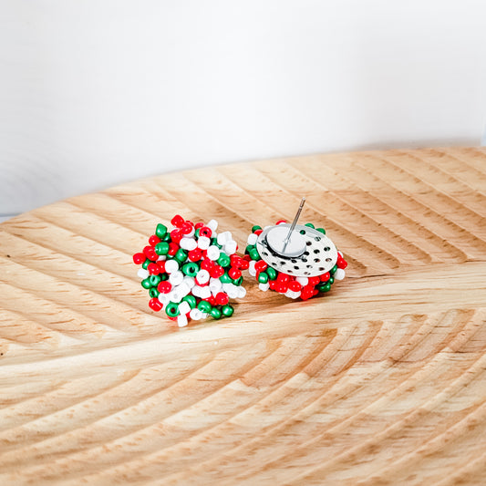 Christmas Mix 15mm Small Seed Bead Topper, 1 Pair