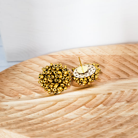 Antique Gold 15mm Small Seed Bead Topper, 1 Pair