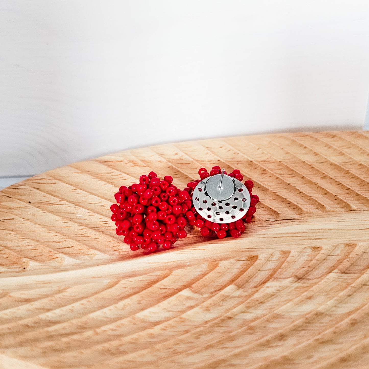 Crimson 15mm Small Seed Bead Topper, 1 Pair