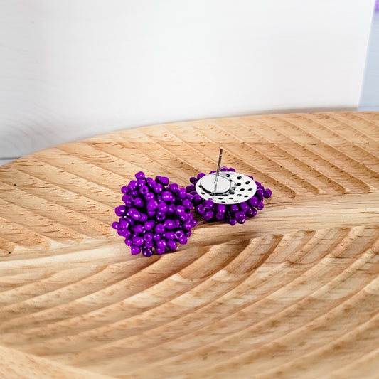 Grape Purple 15mm Small Seed Bead Topper, 1 Pair