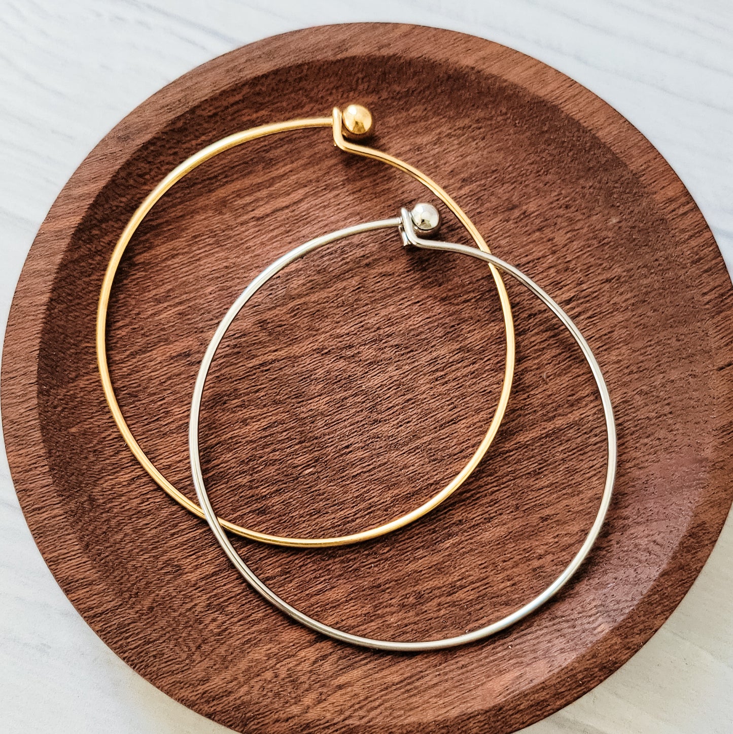 Minimalist Bangle Bracelet (Silver, Gold, or Rose Gold), 1 Total, Metal Blank #174