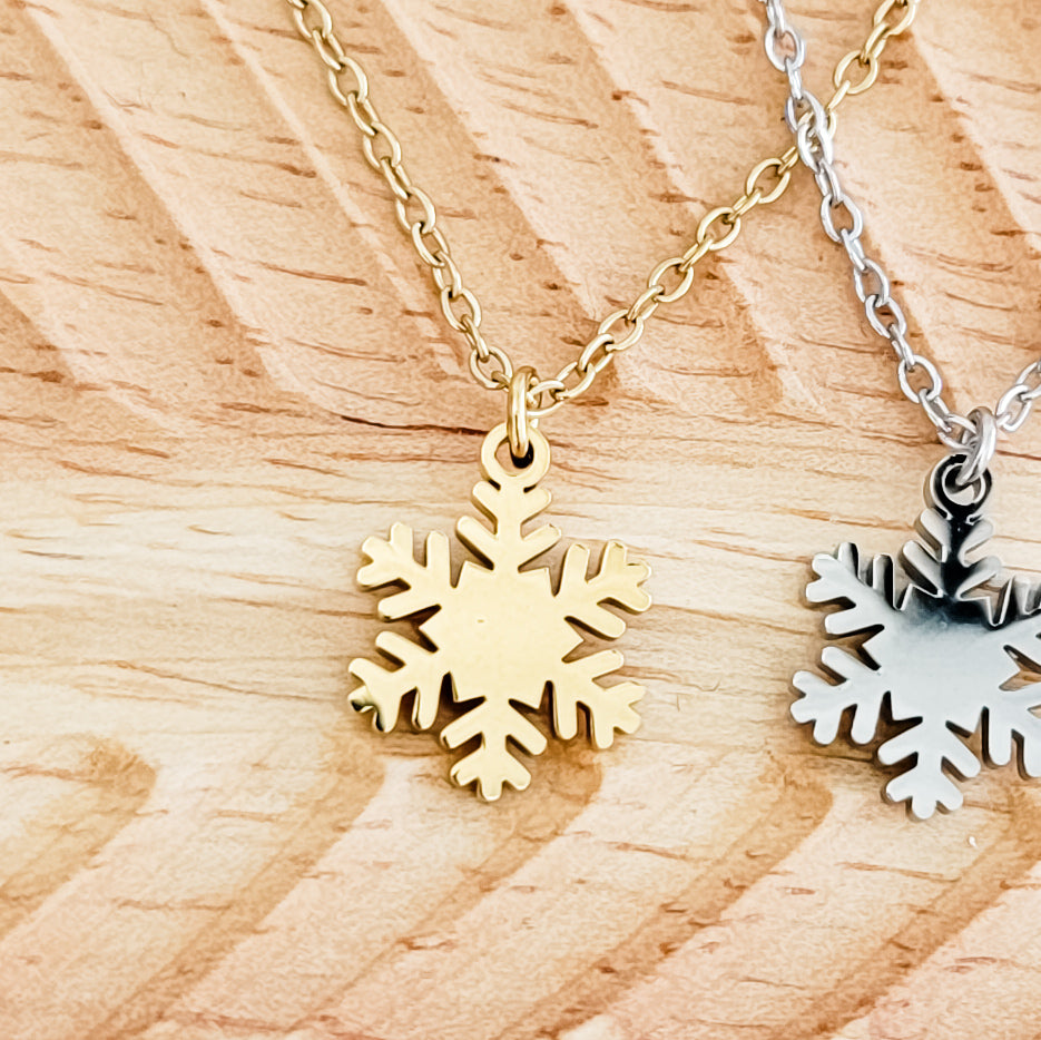Snowflake Necklace (Silver or Gold), 1 Total, Metal Blank #181