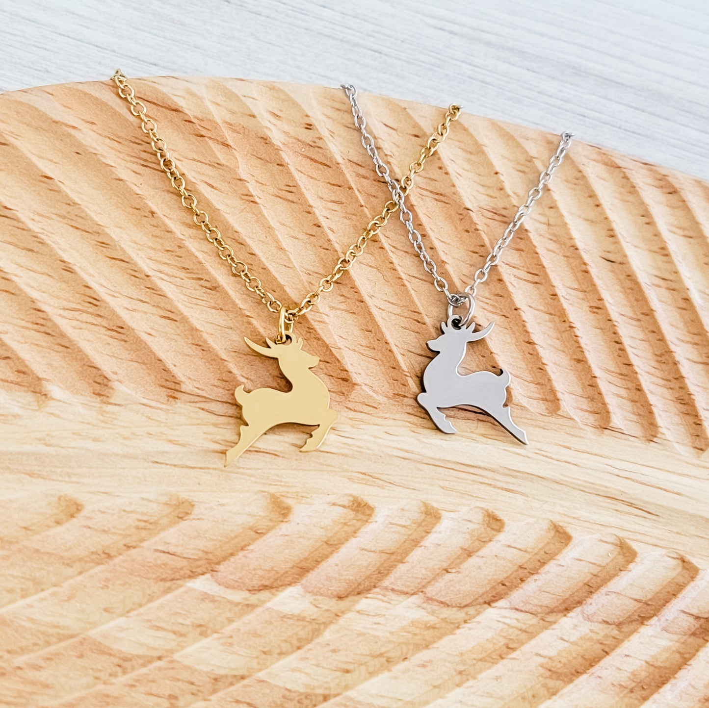 Reindeer Necklace (Silver or Gold), 1 Total, Metal Blank #182