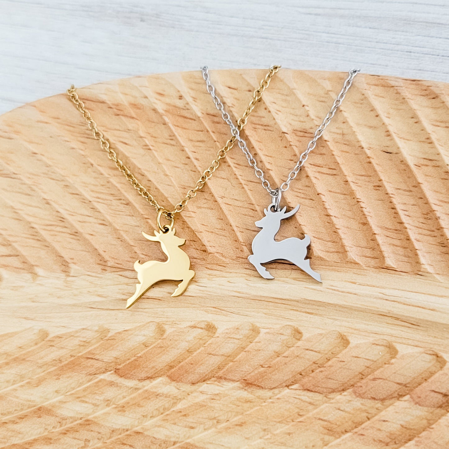 Reindeer Necklace (Silver or Gold), 1 Total, Metal Blank #182