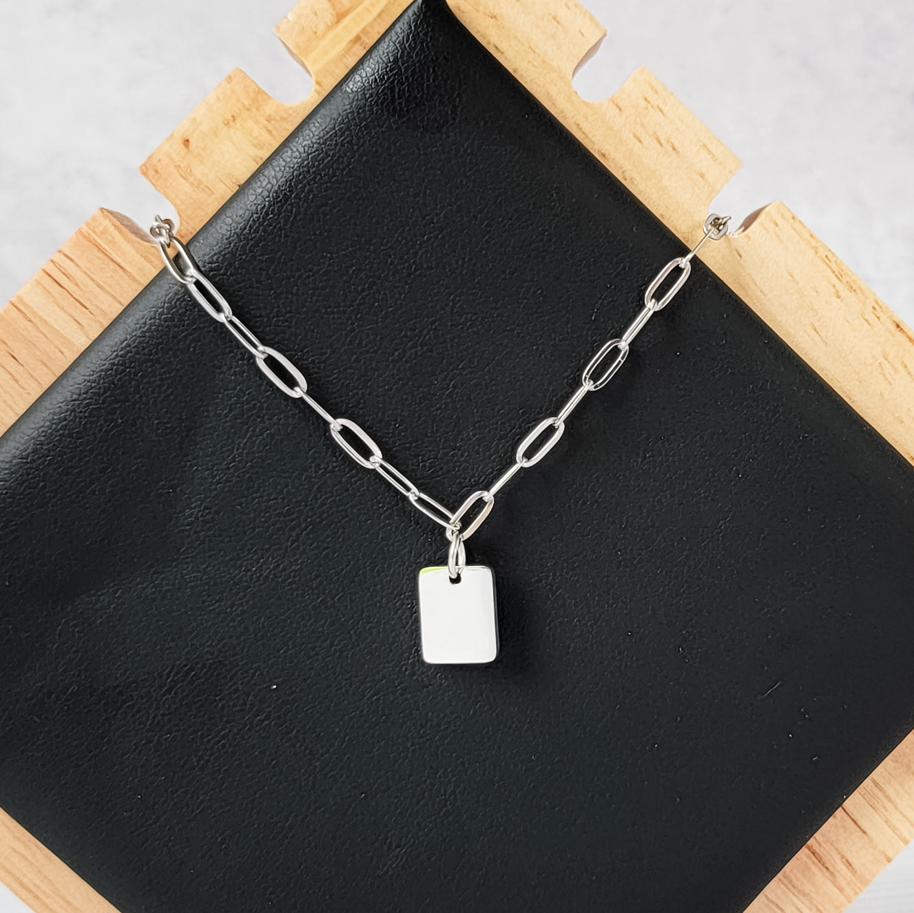 Petite Rectangle Paperclip Chain Anklet (Silver or Gold), 1 Total, Metal Blank #185