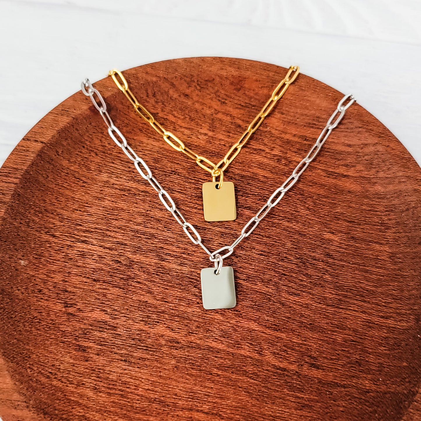 Petite Rectangle Paperclip Chain Anklet (Silver or Gold), 1 Total, Metal Blank #185