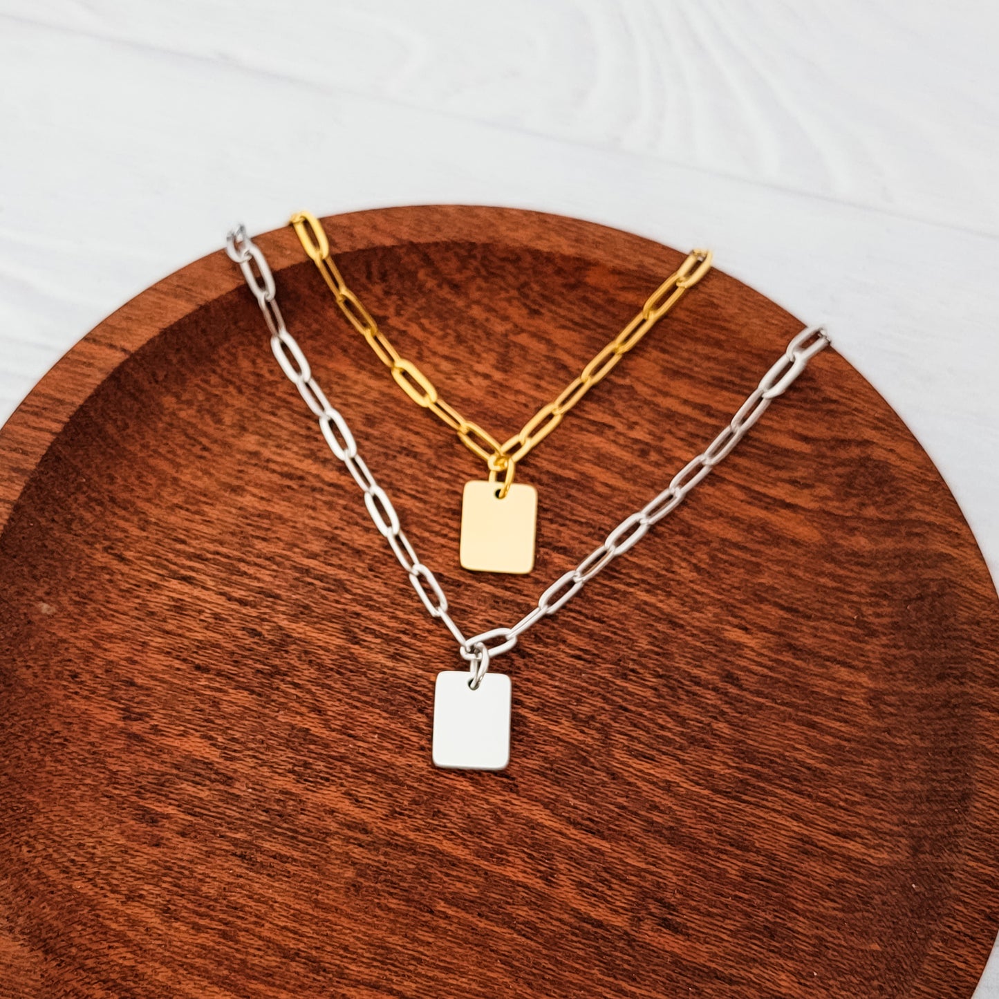 Petite Rectangle Paperclip Chain Anklet (Silver or Gold), 1 Total, Metal Blank #185