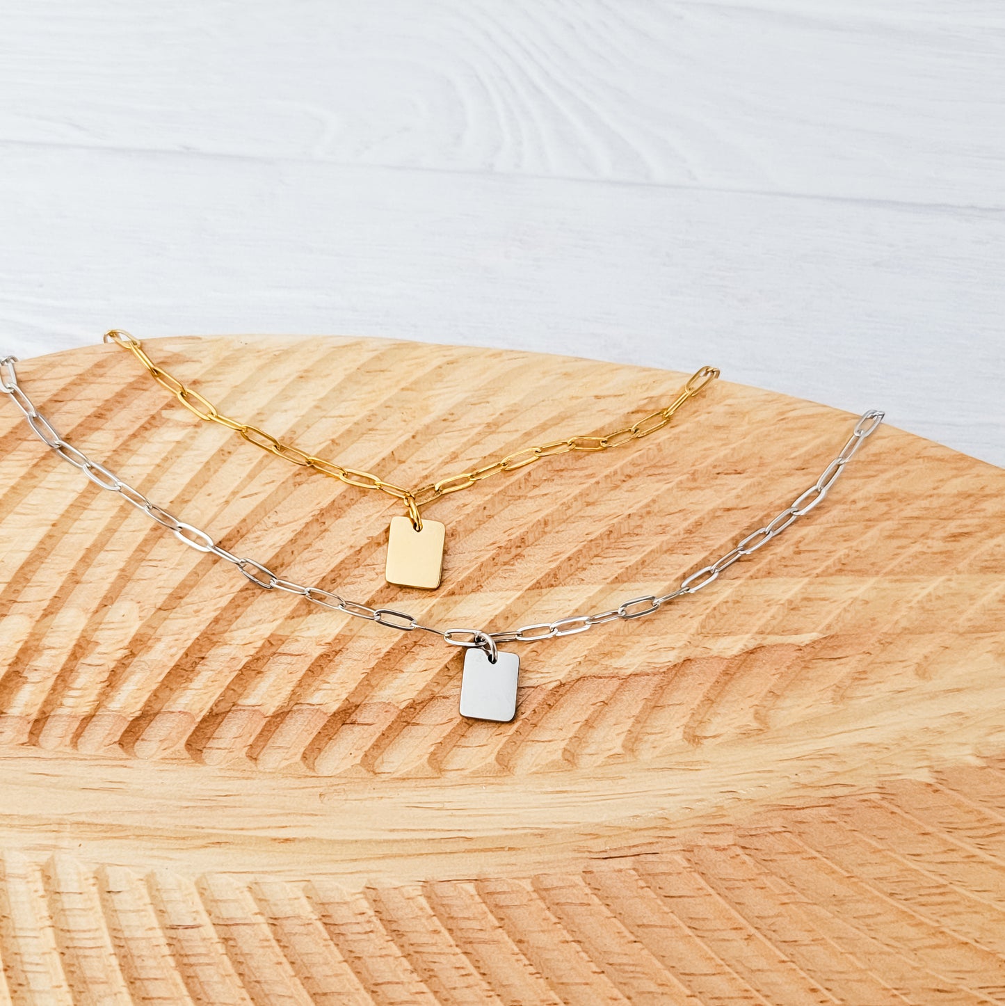 Petite Rectangle Paperclip Chain Anklet (Silver or Gold), 1 Total, Metal Blank #185