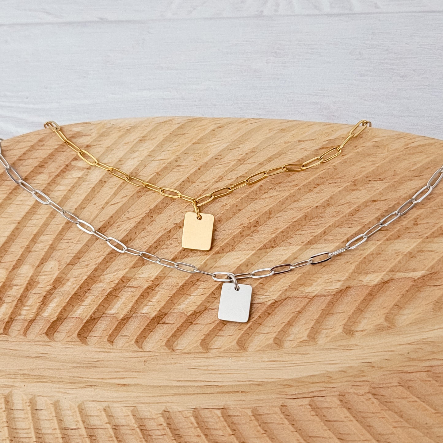 Petite Rectangle Paperclip Chain Anklet (Silver or Gold), 1 Total, Metal Blank #185