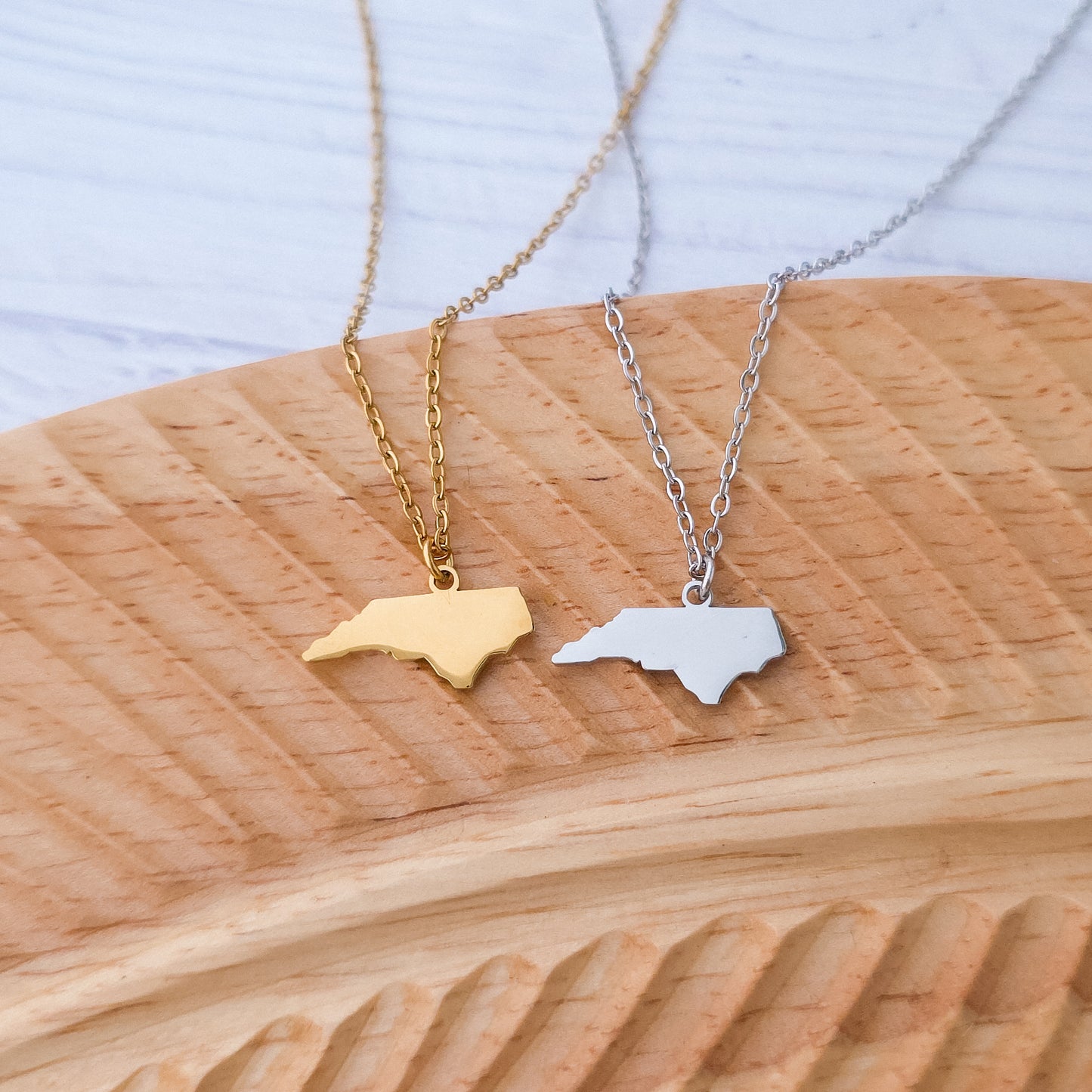 North Carolina Pendant Necklace (Silver or Gold), 1 Total, Metal Blank #188