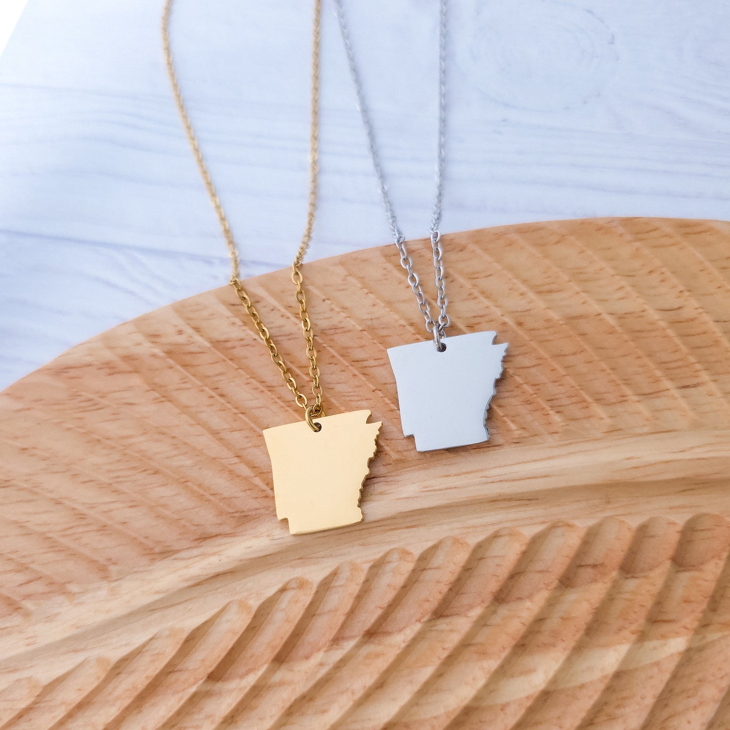 Arkansas Pendant Necklace (Silver or Gold), 1 Total, Metal Blank #191
