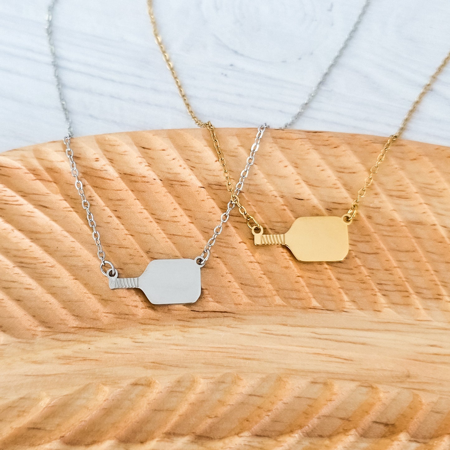 Pickleball Pendant Necklace (Silver or Gold), 1 Total, Metal Blank #193