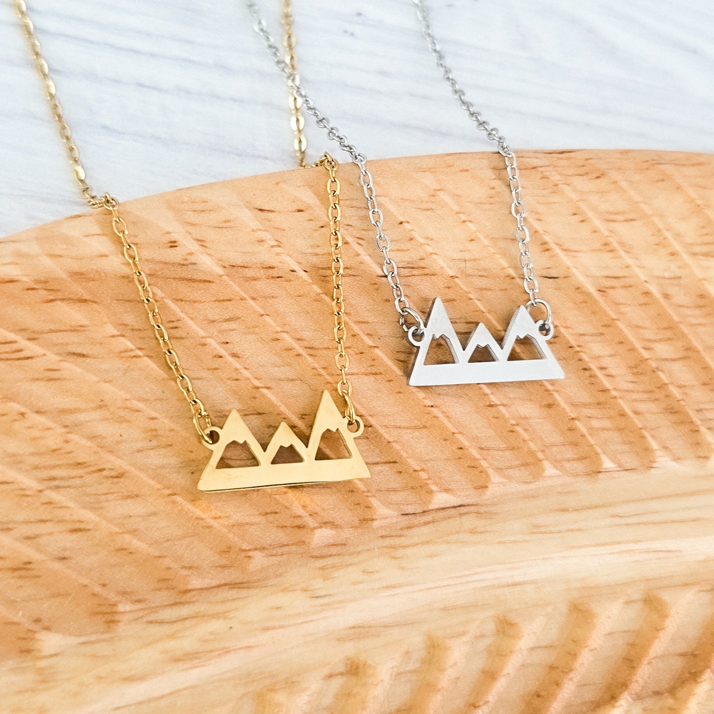 Mountains Pendant Necklace (Silver or Gold), 1 Total, Metal Blank #197