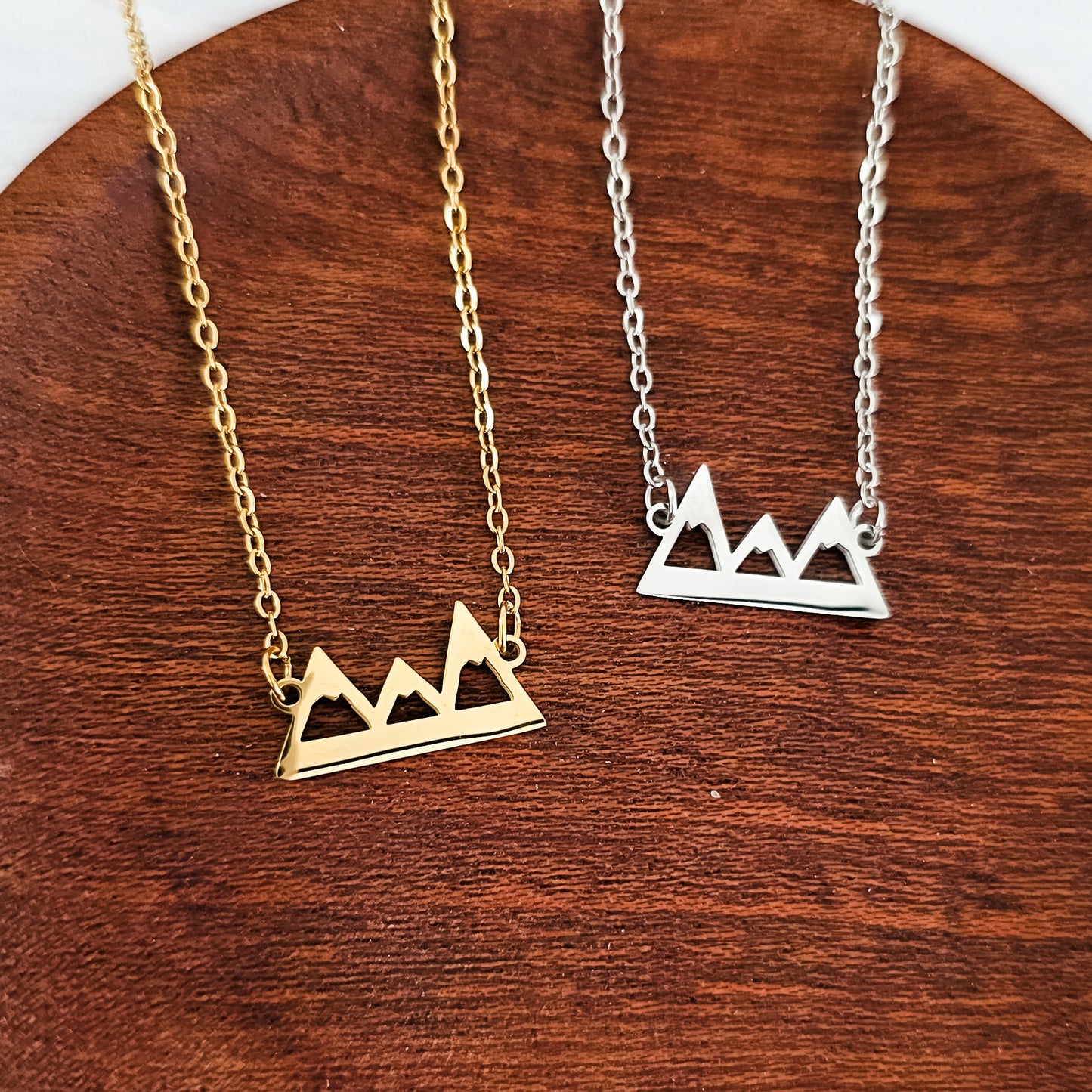 Mountains Pendant Necklace (Silver or Gold), 1 Total, Metal Blank #197