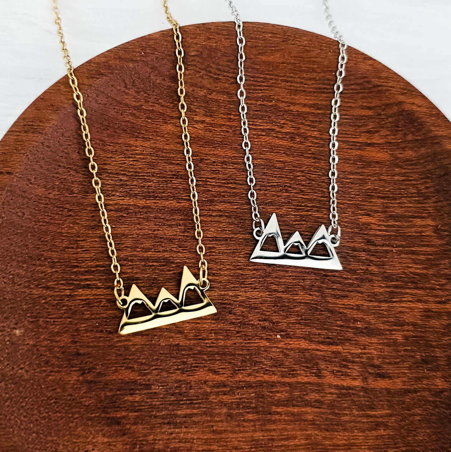 Mountains Pendant Necklace (Silver or Gold), 1 Total, Metal Blank #197