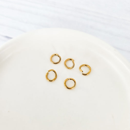 New Premium Gold 6mm Round Stainless Steel Open Jump Rings (20g), 100 Pieces, Jump Ring #17