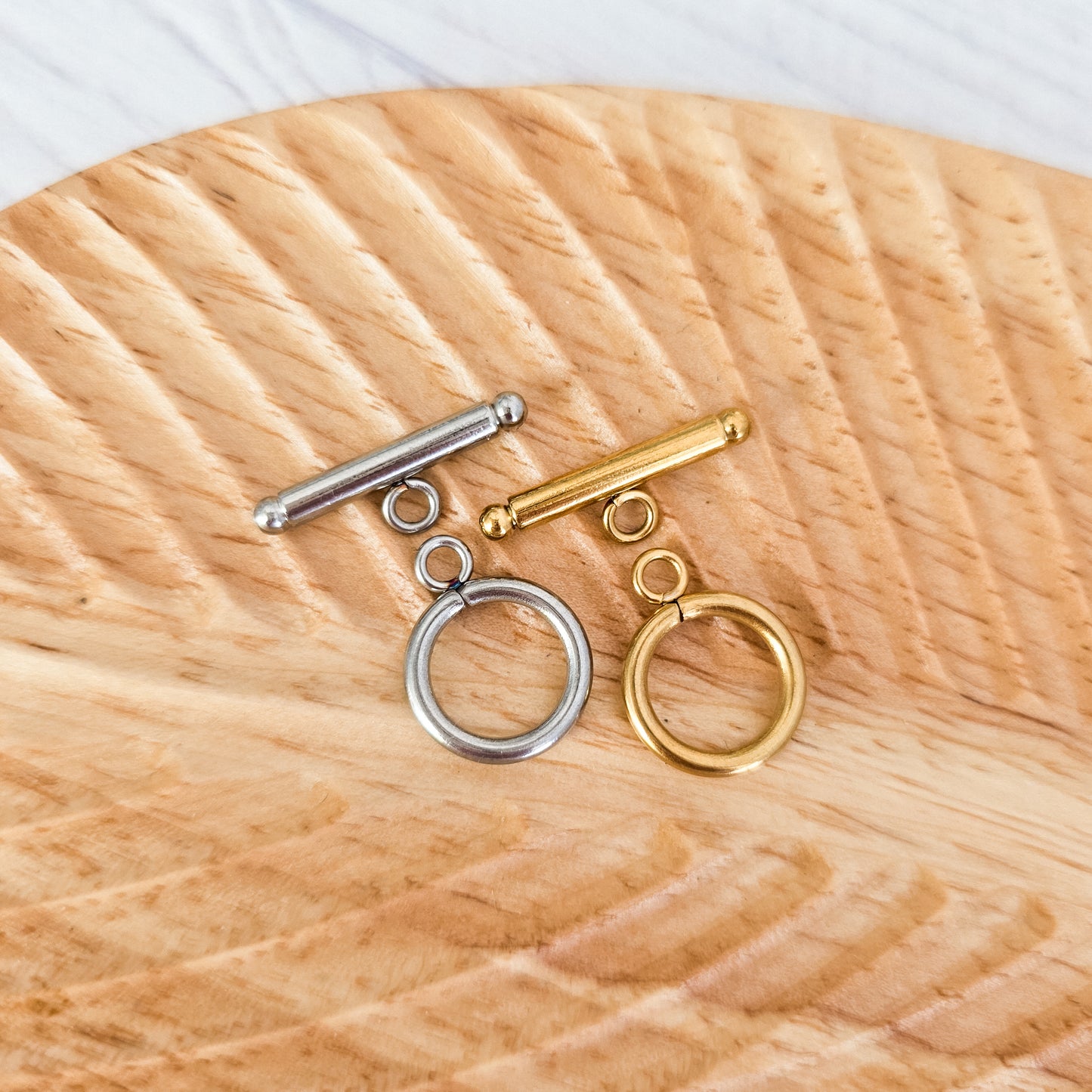 New Premium Toggle Clasp Closure Findings (Silver or Gold), 5 Sets, Chain #26