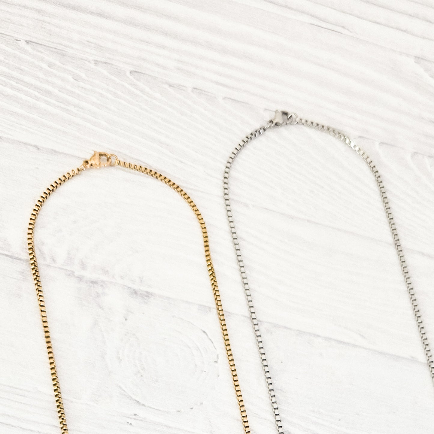New Premium Men's Full Box Chain Necklace Finding (Silver or Gold Stainless Steel), Pack of 5, Chain #30