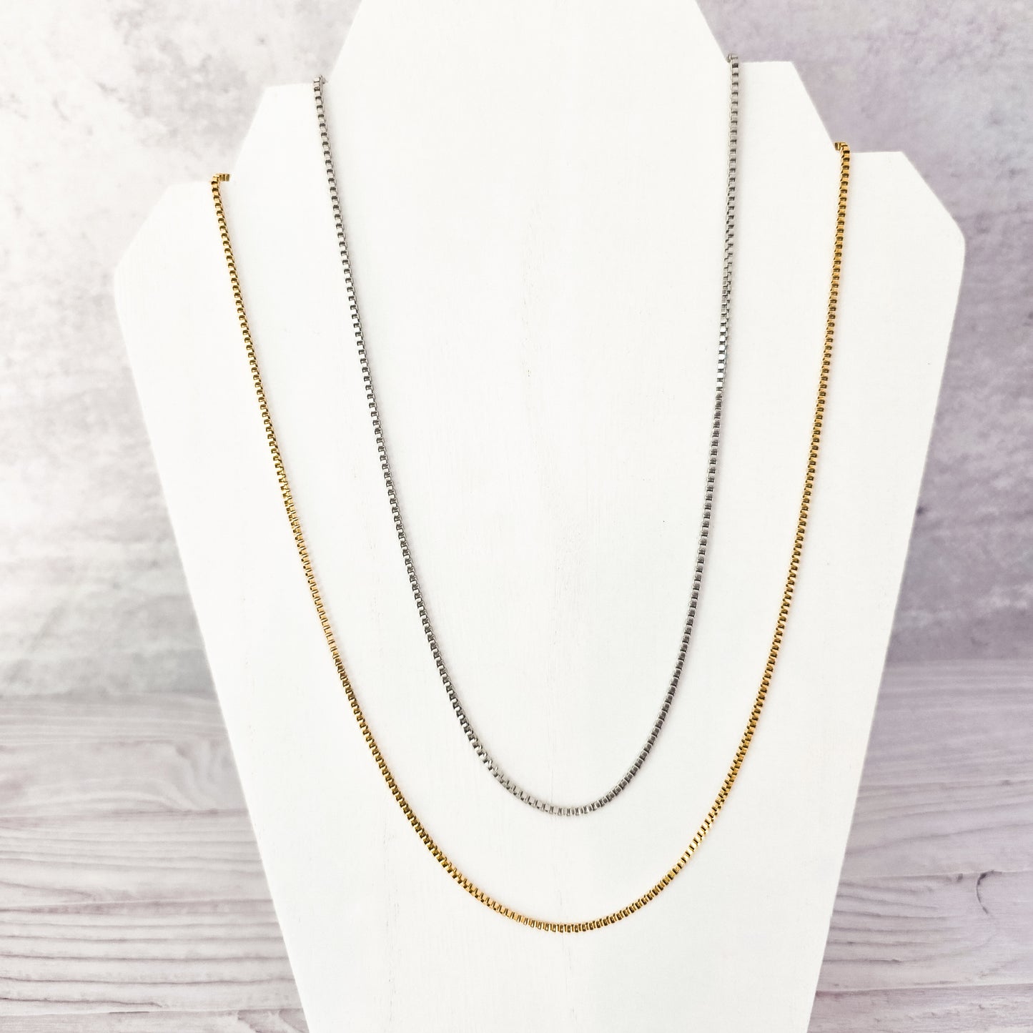 New Premium Men's Full Box Chain Necklace Finding (Silver or Gold Stainless Steel), Pack of 5, Chain #30