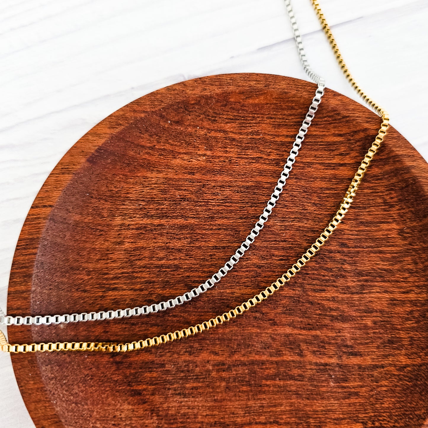 New Premium Women's Full Box Chain Necklace Finding (Silver or Gold Stainless Steel), Pack of 5, Chain #25