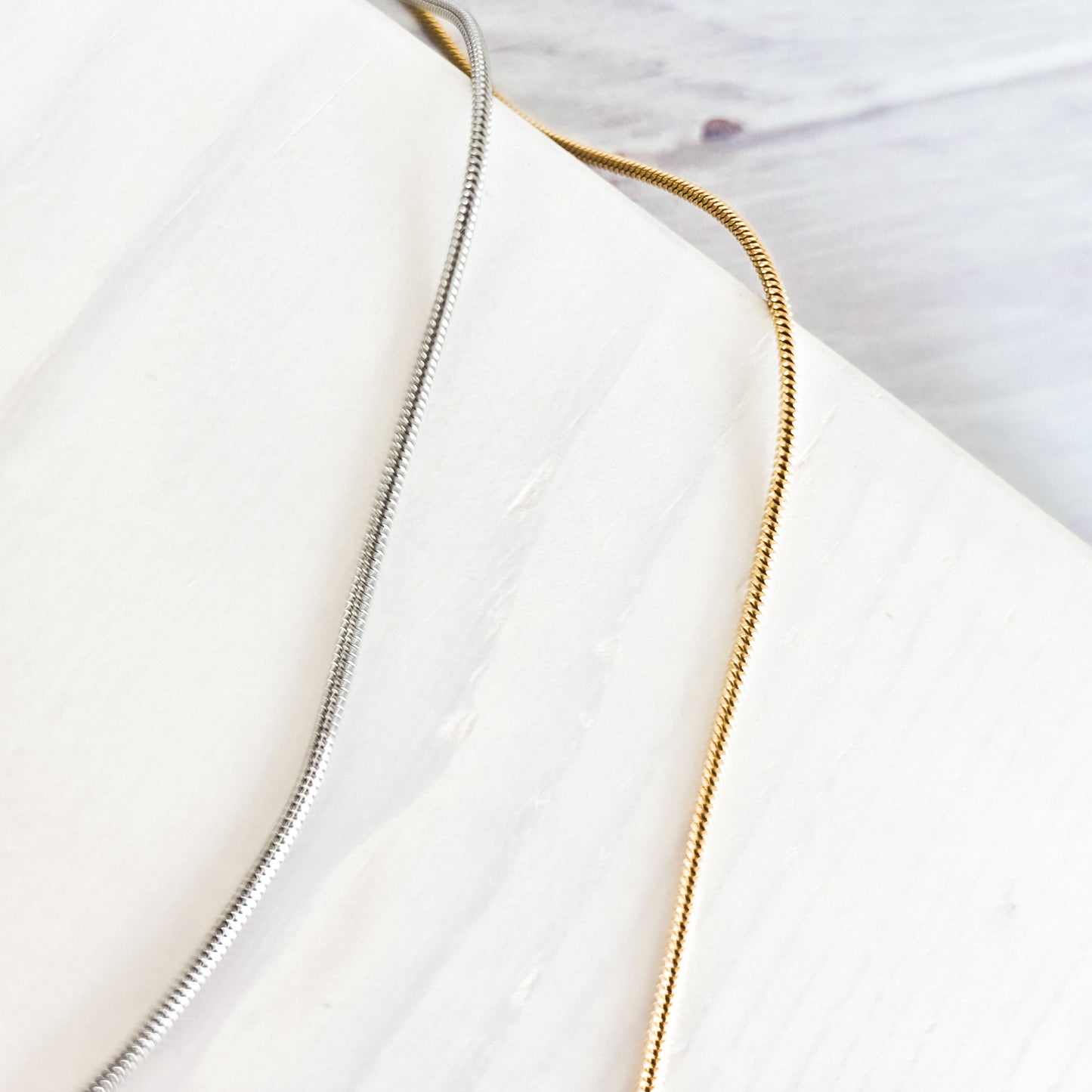 New Premium Full Round Snake Chain Necklace Finding (Silver or Gold Stainless Steel), Pack of 5, Chain #28